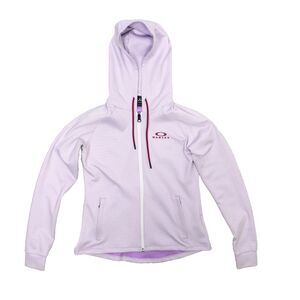 Oakley Jacket Womens Small Full Zip White Purple Dots Performance Fit Stretch
